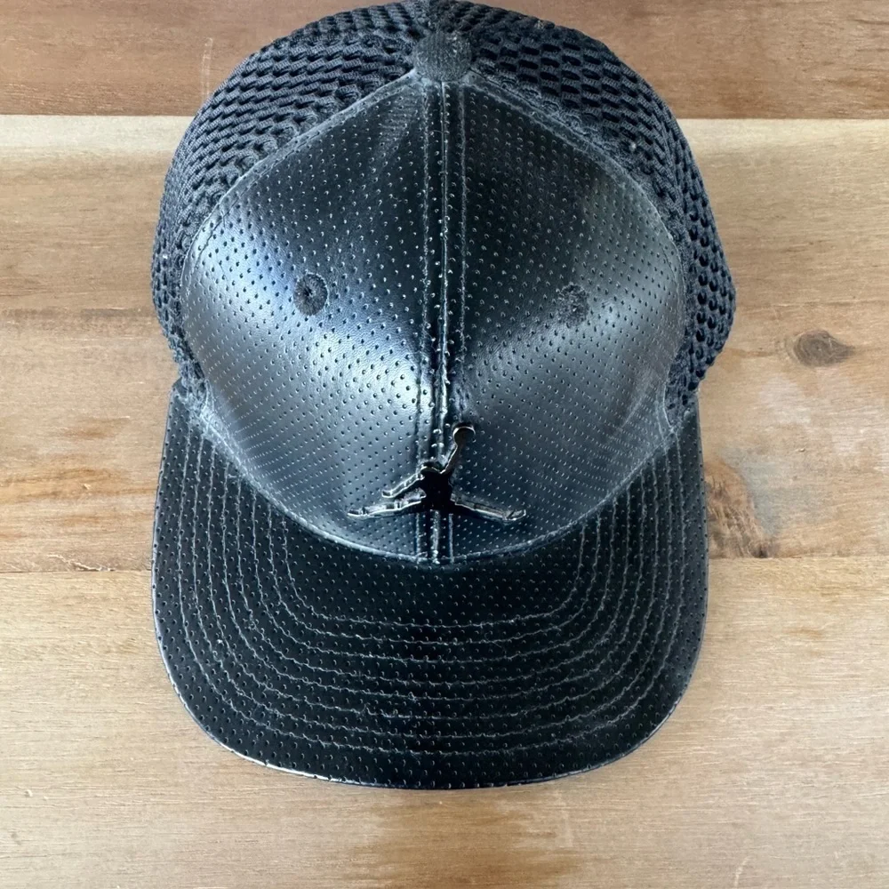 Jordan Kids Black Vegan Leather Cap with Mesh